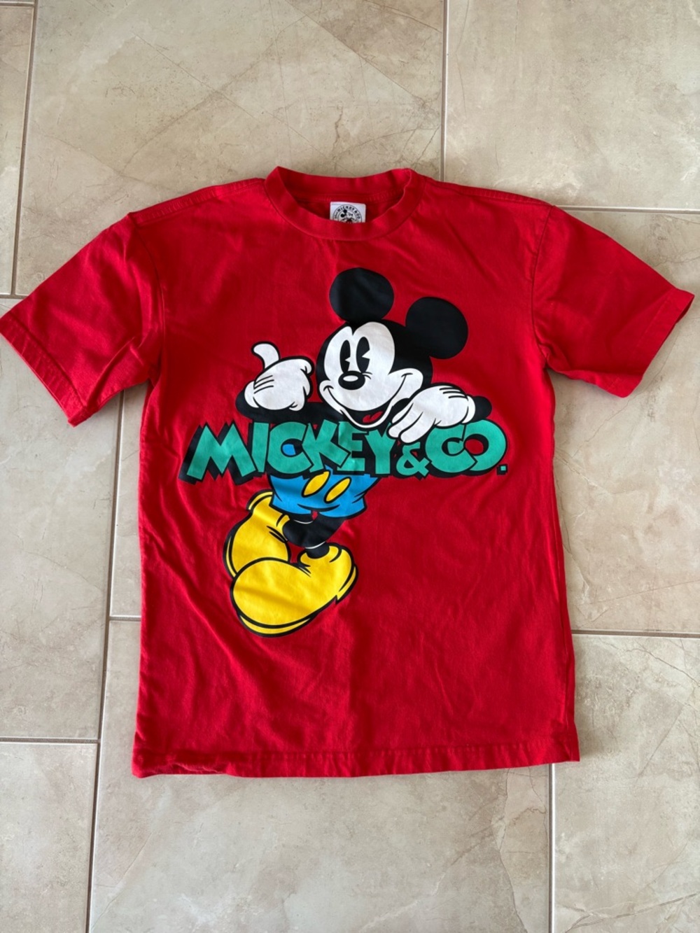 Disney Mickey Mouse Graphic Tee XS Red Mickey & Co Shirt Cotton Unisex